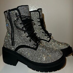 Women's Rhinestone Combat Boots